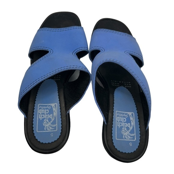 Beach Club By Seychelles Blue Wedge Slip On Sandals Size 5 Women’s - Picture 4 of 9